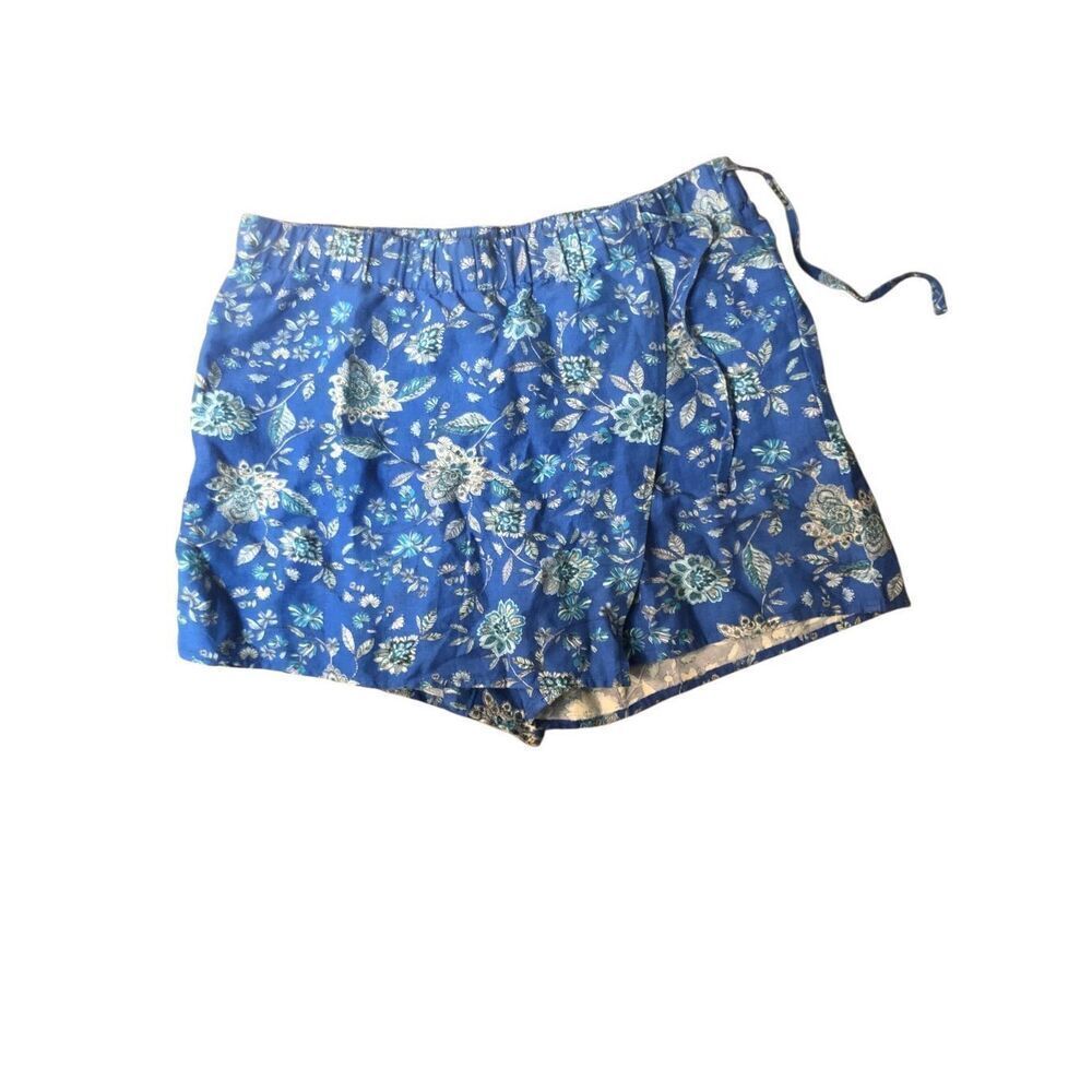 NWT Floral linen skort J Jill linen blend wrap blue ditzy floral skort. Elastic - Picture 3 of 13